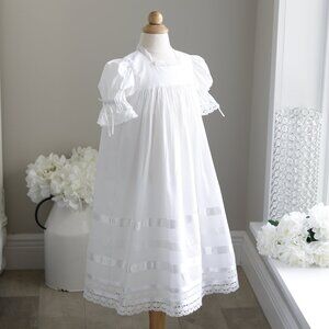 Strasburg White Dress Heirloom Cotton Flower Girl Special Occasion NEW